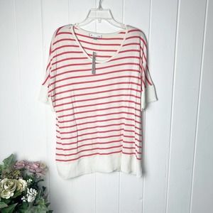 🌺 De Collection Shoulder Drop Tunic -coral stripe-new with tags 🌺